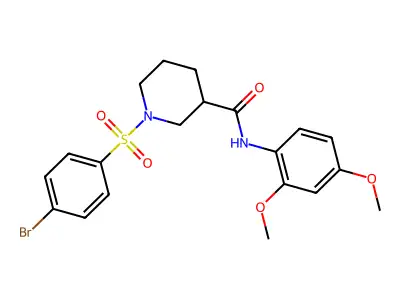 1-(4-bromophenyl)sulfonyl-N-(2,4-dimethoxyphenyl)piperidine-3-carboxamide structure