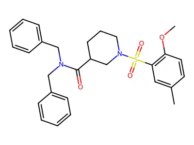 N,N-dibenzyl-1-(2-methoxy-5-methyl-phenyl)sulfonyl-piperidine-3-carboxamide structure