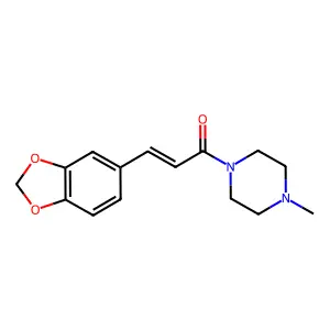 (E)-3-(1,3-benzodioxol-5-yl)-1-(4-methylpiperazin-1-yl)prop-2-en-1-one structure
