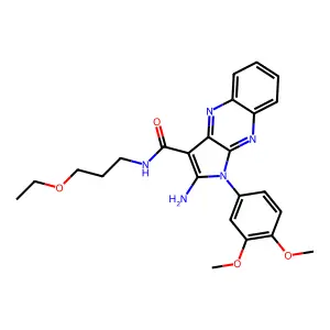2-amino-1-(3,4-dimethoxyphenyl)-N-(3-ethoxypropyl)-1H-pyrrolo[2,3-b]quinoxaline-3-carboxamide structure