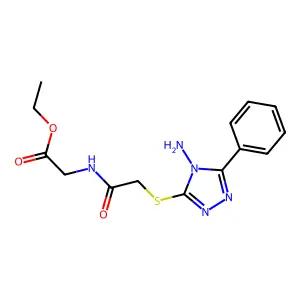 Ethyl 2-[2-(4-amino-5-phenyl-1,2,4-triazol-3-ylthio)acetylamino]acetate structure