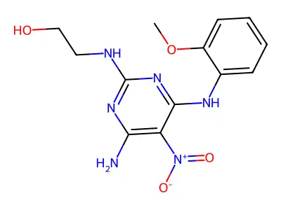 2-[[4-Amino-6-(2-methoxyanilino)-5-nitropyrimidin-2-yl]amino]ethanol structure