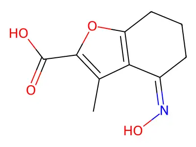 4-hydroxyimino-3-methyl-6,7-dihydro-5H-1-benzofuran-2-carboxylic acid structure