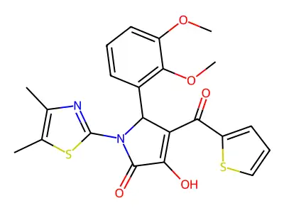 (4E)-5-(2,3-dimethoxyphenyl)-1-(4,5-dimethyl-1,3-thiazol-2-yl)-4-[hydroxy(thiophen-2-yl)methylidene]pyrrolidine-2,3-dione structure