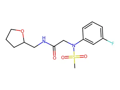 2-(3-fluoro-N-methylsulfonylanilino)-N-(oxolan-2-ylmethyl)acetamide structure