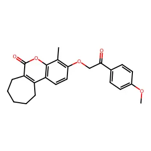 3-[2-(4-methoxyphenyl)-2-oxoethoxy]-4-methyl-8,9,10,11-tetrahydrocyclohepta[c]chromen-6(7H)-one structure