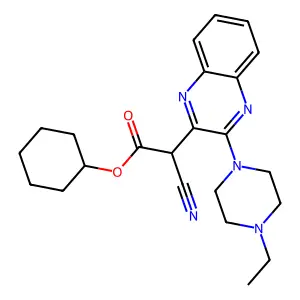 Cyclohexyl 2-cyano-2-[3-(4-ethylpiperazin-1-yl)quinoxalin-2-yl]acetate structure