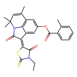 (1Z)-1-(3-ethyl-4-oxo-2-thioxo-1,3-thiazolidin-5-ylidene)-4,4,6-trimethyl-2-oxo-1,2-dihydro-4H-pyrrolo[3,2,1-ij]quinolin-8-yl 2-methylbenzoate structure