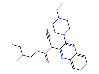 2-Methylbutyl 2-cyano-2-(3-(4-ethylpiperazin-1-yl)quinoxalin-2-yl)acetate structure