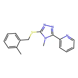 2-{4-methyl-5-[(2-methylbenzyl)sulfanyl]-4H-1,2,4-triazol-3-yl}pyridine structure