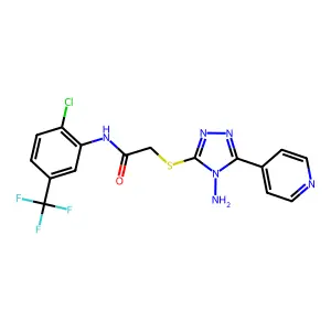 2-((4-amino-5-(pyridin-4-yl)-4H-1,2,4-triazol-3-yl)thio)-N-(2-chloro-5-(trifluoromethyl)phenyl)acetamide structure