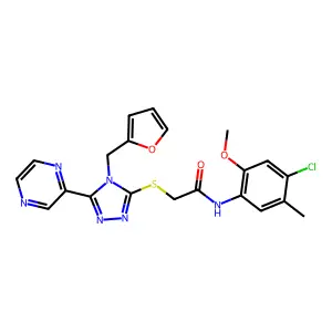 N-(4-chloro-2-methoxy-5-methylphenyl)-2-{[4-(furan-2-ylmethyl)-5-(pyrazin-2-yl)-4H-1,2,4-triazol-3-yl]sulfanyl}acetamide structure