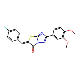 (5Z)-2-(3,4-dimethoxyphenyl)-5-(4-fluorobenzylidene)[1,3]thiazolo[3,2-b][1,2,4]triazol-6(5H)-one structure