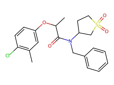 N-benzyl-2-(4-chloro-3-methylphenoxy)-N-(1,1-dioxidotetrahydrothiophen-3-yl)propanamide structure