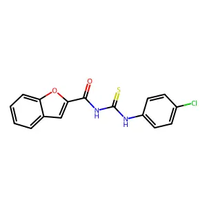 N-[(4-chlorophenyl)carbamothioyl]-1-benzofuran-2-carboxamide structure