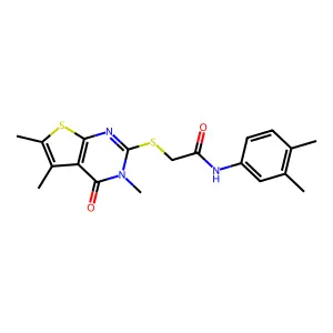 N-(3,4-dimethylphenyl)-2-[(3,5,6-trimethyl-4-oxo-3,4-dihydrothieno[2,3-d]pyrimidin-2-yl)sulfanyl]acetamide structure