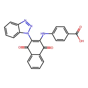 4-[[3-(Benzotriazol-1-yl)-1,4-dioxonaphthalen-2-yl]amino]benzoic acid structure