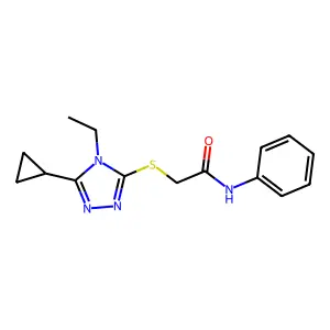 2-[(5-cyclopropyl-4-ethyl-1,2,4-triazol-3-yl)sulfanyl]-N-phenylacetamide structure