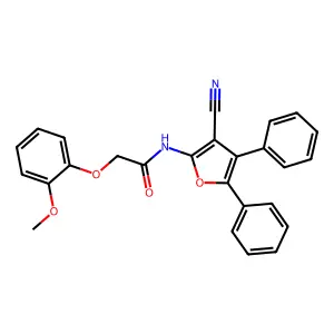N-(3-cyano-4,5-diphenyl-2-furyl)-2-(2-methoxyphenoxy)acetamide structure