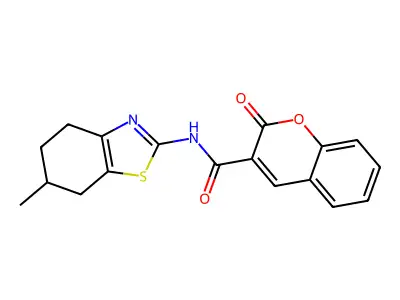 N-(6-methyl-4,5,6,7-tetrahydro-1,3-benzothiazol-2-yl)-2-oxochromene-3-carboxamide structure