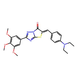 (5Z)-5-[4-(diethylamino)benzylidene]-2-(3,4,5-trimethoxyphenyl)[1,3]thiazolo[3,2-b][1,2,4]triazol-6(5H)-one structure