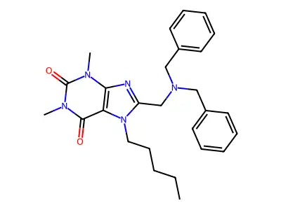 8-[(Dibenzylamino)methyl]-1,3-dimethyl-7-pentylpurine-2,6-dione structure