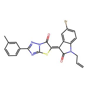 (3Z)-1-allyl-5-bromo-3-[2-(3-methylphenyl)-6-oxo[1,3]thiazolo[3,2-b][1,2,4]triazol-5(6H)-ylidene]-1,3-dihydro-2H-indol-2-one structure