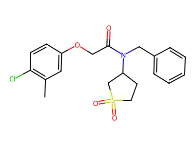 N-benzyl-2-(4-chloro-3-methylphenoxy)-N-(1,1-dioxidotetrahydrothiophen-3-yl)acetamide structure