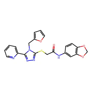 N-Benzo[1,3]dioxol-5-yl-2-(4-furan-2-ylmethyl-5-pyridin-2-yl-4H-[1,2,4]triazol-3-ylsulfanyl)-acetamide structure