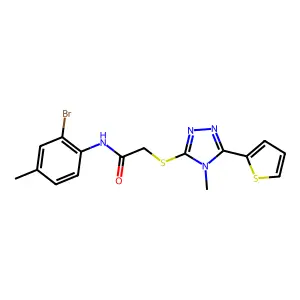 N-(2-bromo-4-methylphenyl)-2-{[4-methyl-5-(thiophen-2-yl)-4H-1,2,4-triazol-3-yl]sulfanyl}acetamide structure