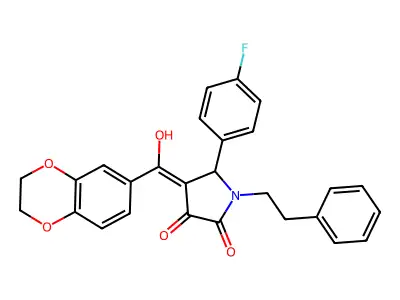 4-(2,3-dihydro-1,4-benzodioxine-6-carbonyl)-5-(4-fluorophenyl)-3-hydroxy-1-(2-phenylethyl)-2,5-dihydro-1H-pyrrol-2-one structure