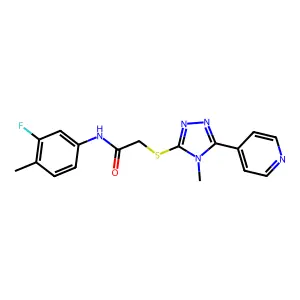 N-(3-fluoro-4-methylphenyl)-2-{[4-methyl-5-(pyridin-4-yl)-4H-1,2,4-triazol-3-yl]sulfanyl}acetamide structure