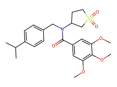 N-(1,1-dioxidotetrahydrothiophen-3-yl)-3,4,5-trimethoxy-N-[4-(propan-2-yl)benzyl]benzamide structure