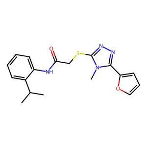 2-{[5-(furan-2-yl)-4-methyl-4H-1,2,4-triazol-3-yl]sulfanyl}-N-[2-(propan-2-yl)phenyl]acetamide structure