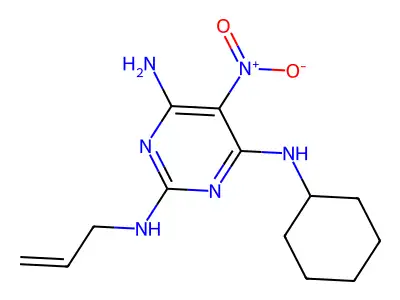 4-N-cyclohexyl-5-nitro-2-N-prop-2-enylpyrimidine-2,4,6-triamine structure
