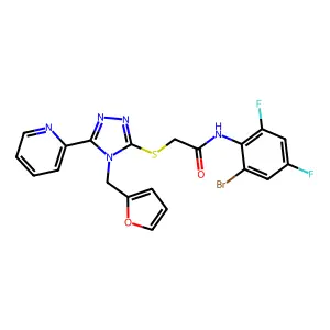 N-(2-bromo-4,6-difluorophenyl)-2-{[4-(furan-2-ylmethyl)-5-(pyridin-2-yl)-4H-1,2,4-triazol-3-yl]sulfanyl}acetamide structure