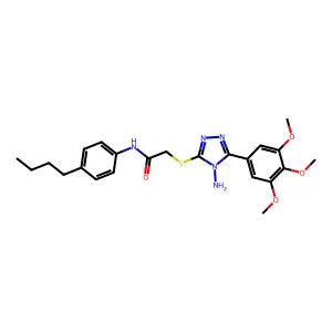2-[4-amino-5-(3,4,5-trimethoxyphenyl)(1,2,4-triazol-3-ylthio)]-N-(4-butylpheny l)acetamide structure