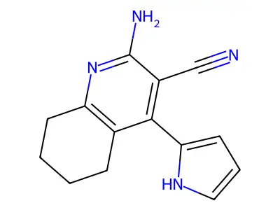 2-amino-4-(1H-pyrrol-2-yl)-5,6,7,8-tetrahydroquinoline-3-carbonitrile structure