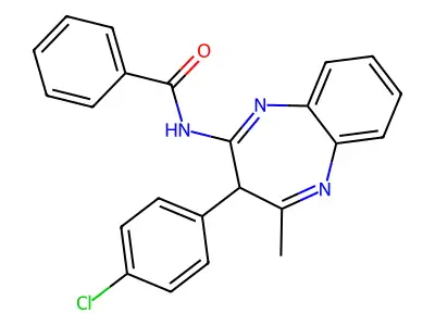 N-[3-(4-chlorophenyl)-2-methyl-3H-1,5-benzodiazepin-4-yl]benzamide structure