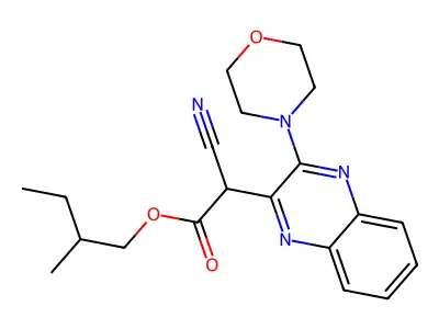 2-Methylbutyl 2-cyano-2-(3-morpholinoquinoxalin-2-yl)acetate structure