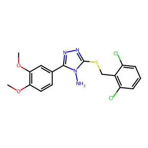 3-[(2,6-dichlorophenyl)methylthio]-5-(3,4-dimethoxyphenyl)-1,2,4-triazole-4-yl amine structure