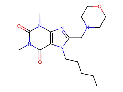 1,3-dimethyl-8-(morpholin-4-ylmethyl)-7-pentyl-3,7-dihydro-1H-purine-2,6-dione structure
