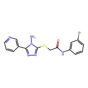 2-(4-amino-5-(3-pyridyl)(1,2,4-triazol-3-ylthio))-N-(3-bromophenyl)acetamide structure