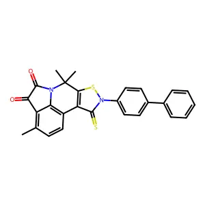 9-(biphenyl-4-yl)-3,7,7-trimethyl-10-thioxo-9,10-dihydro-7H-pyrrolo[3,2,1-ij][1,2]thiazolo[5,4-c]quinoline-4,5-dione structure