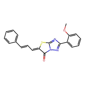 (5Z)-2-(2-methoxyphenyl)-5-[(2E)-3-phenylprop-2-enylidene][1,3]thiazolo[3,2-b][1,2,4]triazol-6(5H)-one structure
