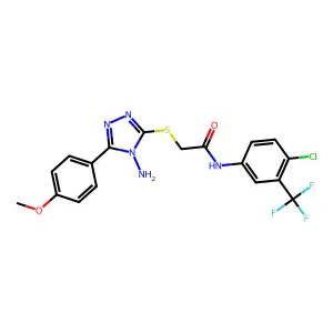 2-[4-amino-5-(4-methoxyphenyl)(1,2,4-triazol-3-ylthio)]-N-[4-chloro-3-(trifluo romethyl)phenyl]acetamide structure
