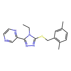 2-(5-((2,5-Dimethylbenzyl)thio)-4-ethyl-4H-1,2,4-triazol-3-YL)pyrazine structure