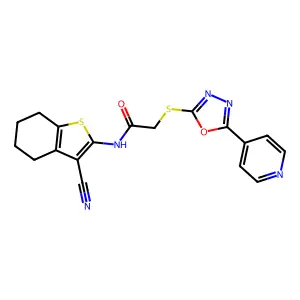 N-(3-cyano-4,5,6,7-tetrahydro-1-benzothiophen-2-yl)-2-{[5-(pyridin-4-yl)-1,3,4-oxadiazol-2-yl]sulfanyl}acetamide structure
