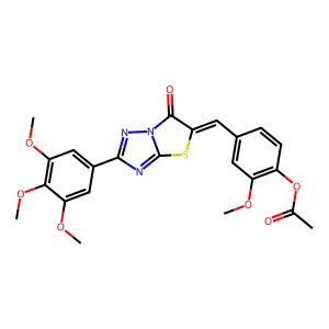 2-methoxy-4-{(Z)-[6-oxo-2-(3,4,5-trimethoxyphenyl)[1,3]thiazolo[3,2-b][1,2,4]triazol-5(6H)-ylidene]methyl}phenyl acetate structure