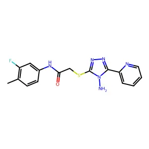 2-(4-Amino-5-pyridin-2-yl-4H-[1,2,4]triazol-3-ylsulfanyl)-N-(3-fluoro-4-methyl-phenyl)-acetamide structure